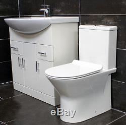 850mm Vanity Unit + Rimless Toilet Option Basin Sink Bathroom Suite Set + Tap