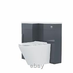 900mm Dark Grey Left Hand Basin Vanity Unit with Toilet WC Elora