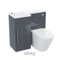 900mm Dark Grey Left Hand Basin Vanity Unit with Toilet WC Elora