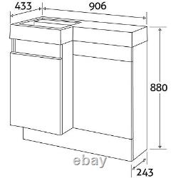 900mm Grey Bathroom Combination BTW Vanity Unit Set & Toilet Pan Seat Tap LH