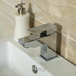900mm Grey Bathroom Combination BTW Vanity Unit Set & Toilet Pan Seat Tap RH