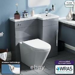 900mm Grey Right Hand WC Basin Flat Pack Vanity and Toilet Unit Suite Ellen