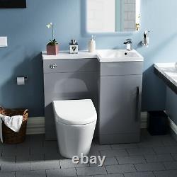 900mm Grey Right Hand WC Basin Flat Pack Vanity and Toilet Unit Suite Ellen