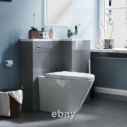 900mm Grey Right Hand WC Basin Flat Pack Vanity and Toilet Unit Suite Ellen