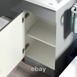 900mm Grey Right Hand WC Basin Flat Pack Vanity and Toilet Unit Suite Ellen