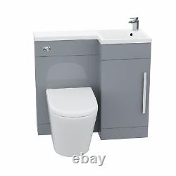 900mm Grey Right Hand WC Basin Flat Pack Vanity and Toilet Unit Suite Ellen