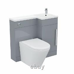 900mm Grey Right Hand WC Basin Flat Pack Vanity and Toilet Unit Suite Ellen