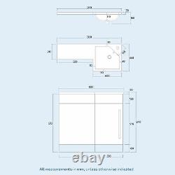 900mm Grey Right Hand WC Basin Flat Pack Vanity and Toilet Unit Suite Ellen