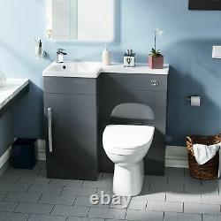 900mm Left Hand Basin Dark Grey Vanity Cabinet and Back To Wall Toilet Finn