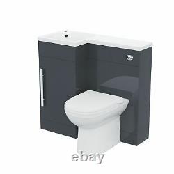 900mm Left Hand Basin Dark Grey Vanity Cabinet and Back To Wall Toilet Finn