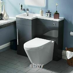 900mm Left Hand Cloakroom Grey Basin Flat Pack Vanity Unit and Toilet Pan Ellen