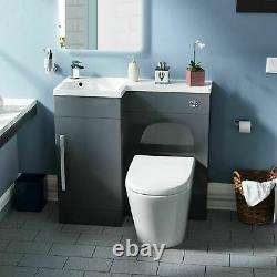 900mm Left Hand Cloakroom Grey Basin Flat Pack Vanity Unit and Toilet Pan Ellen