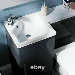 900mm Left Hand Cloakroom Grey Basin Flat Pack Vanity Unit and Toilet Pan Ellen