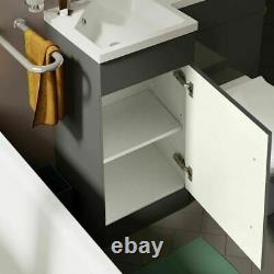 900mm Left Hand Cloakroom Grey Basin Flat Pack Vanity Unit and Toilet Pan Ellen