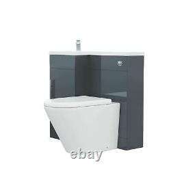 900mm Left Hand Cloakroom Grey Basin Flat Pack Vanity Unit and Toilet Pan Ellen
