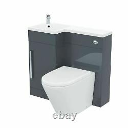 900mm Left Hand Cloakroom Grey Basin Flat Pack Vanity Unit and Toilet Pan Ellen