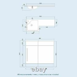 900mm Left Hand Cloakroom Grey Basin Flat Pack Vanity Unit and Toilet Pan Ellen