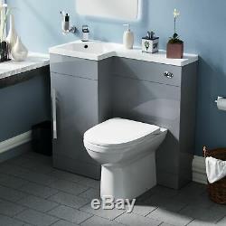 900mm Light Grey Vanity Unit Left Hand Basin and Back to Wall WC Toilet Ellis