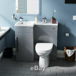 900mm Light Grey Vanity Unit Left Hand Basin and Back to Wall WC Toilet Ellis