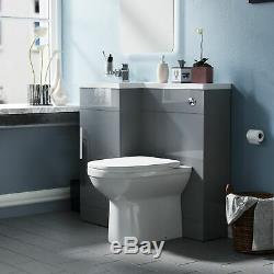 900mm Light Grey Vanity Unit Left Hand Basin and Back to Wall WC Toilet Ellis