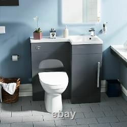 900mm Right Hand Basin Dark Grey Vanity Cabinet and Back To Wall Toilet Finn