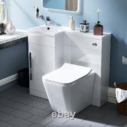 900mm White LH Basin Vanity WC Unit BTW Rimless Toilet Elora