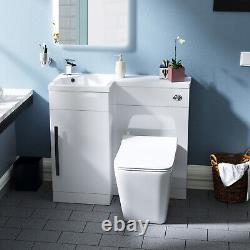 900mm White LH Basin Vanity WC Unit BTW Rimless Toilet Elora