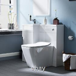 900mm White LH Basin Vanity WC Unit BTW Rimless Toilet Elora