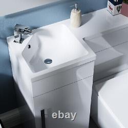 900mm White LH Basin Vanity WC Unit BTW Rimless Toilet Elora