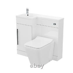 900mm White LH Basin Vanity WC Unit BTW Rimless Toilet Elora