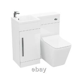 900mm White LH Basin Vanity WC Unit BTW Rimless Toilet Elora