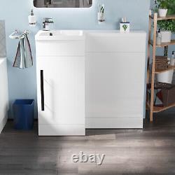 900mm White LH Basin Vanity WC Unit BTW Rimless Toilet Elora