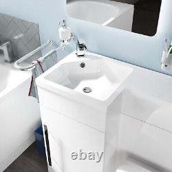 900mm White LH Basin Vanity WC Unit BTW Rimless Toilet Elora