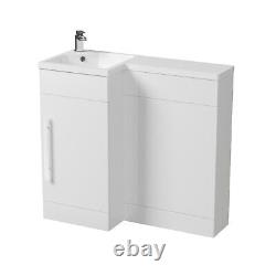 900mm White LH Basin Vanity WC Unit BTW Rimless Toilet Elora