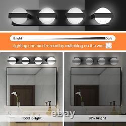 ATNOGRFE 4-Light Vanity Light Fixture over Mirror with Stainless Steel Back 6000