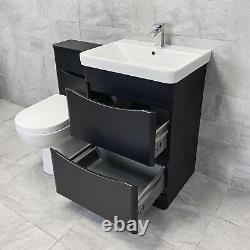 Aegean Satin Black Bathroom Furniture 1100mm Basin Sink Unit + Toilet Suite