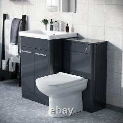 Afern 1100mm Vanity Basin Unit, WC Unit & Elso Back to Wall Toilet Anthracite