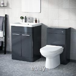 Afern 1100mm Vanity Basin Unit, WC Unit & Elso Back to Wall Toilet Anthracite
