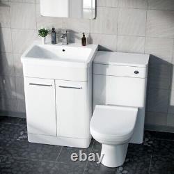 Afern 600mm Vanity Basin Unit, WC Unit & Elso Back to Wall Toilet White