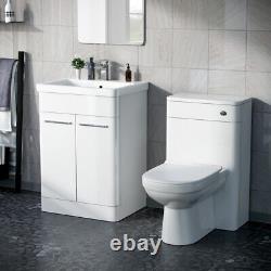 Afern 600mm Vanity Basin Unit, WC Unit & Elso Back to Wall Toilet White