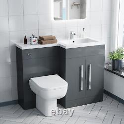 Alaska Flat Pack Grey Right Hand Vanity Basin Unit, WC Unit, Back to Wall Toilet