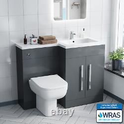 Alaska Flat Pack Grey Right Hand Vanity Basin Unit, WC Unit, Back to Wall Toilet