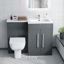 Alaska Flat Pack Grey Right Hand Vanity Basin Unit, WC Unit, Back to Wall Toilet