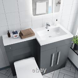 Alaska Flat Pack Grey Right Hand Vanity Basin Unit, WC Unit, Back to Wall Toilet