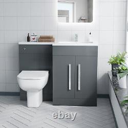 Alaska Flat Pack Grey Right Hand Vanity Basin Unit, WC Unit, Back to Wall Toilet