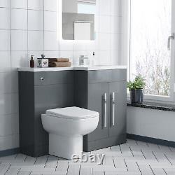 Alaska Flat Pack Grey Right Hand Vanity Basin Unit, WC Unit, Back to Wall Toilet