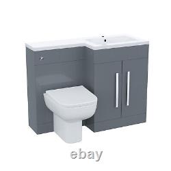 Alaska Flat Pack Grey Right Hand Vanity Basin Unit, WC Unit, Back to Wall Toilet