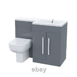 Alaska Flat Pack Grey Right Hand Vanity Basin Unit, WC Unit, Back to Wall Toilet