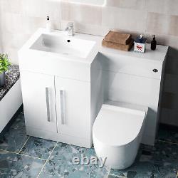 Alaska White Flat Pack Left Hand Vanity Basin Unit, WC, Back To Wall Toilet