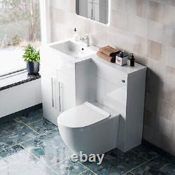 Alaska White Flat Pack Left Hand Vanity Basin Unit, WC, Back To Wall Toilet